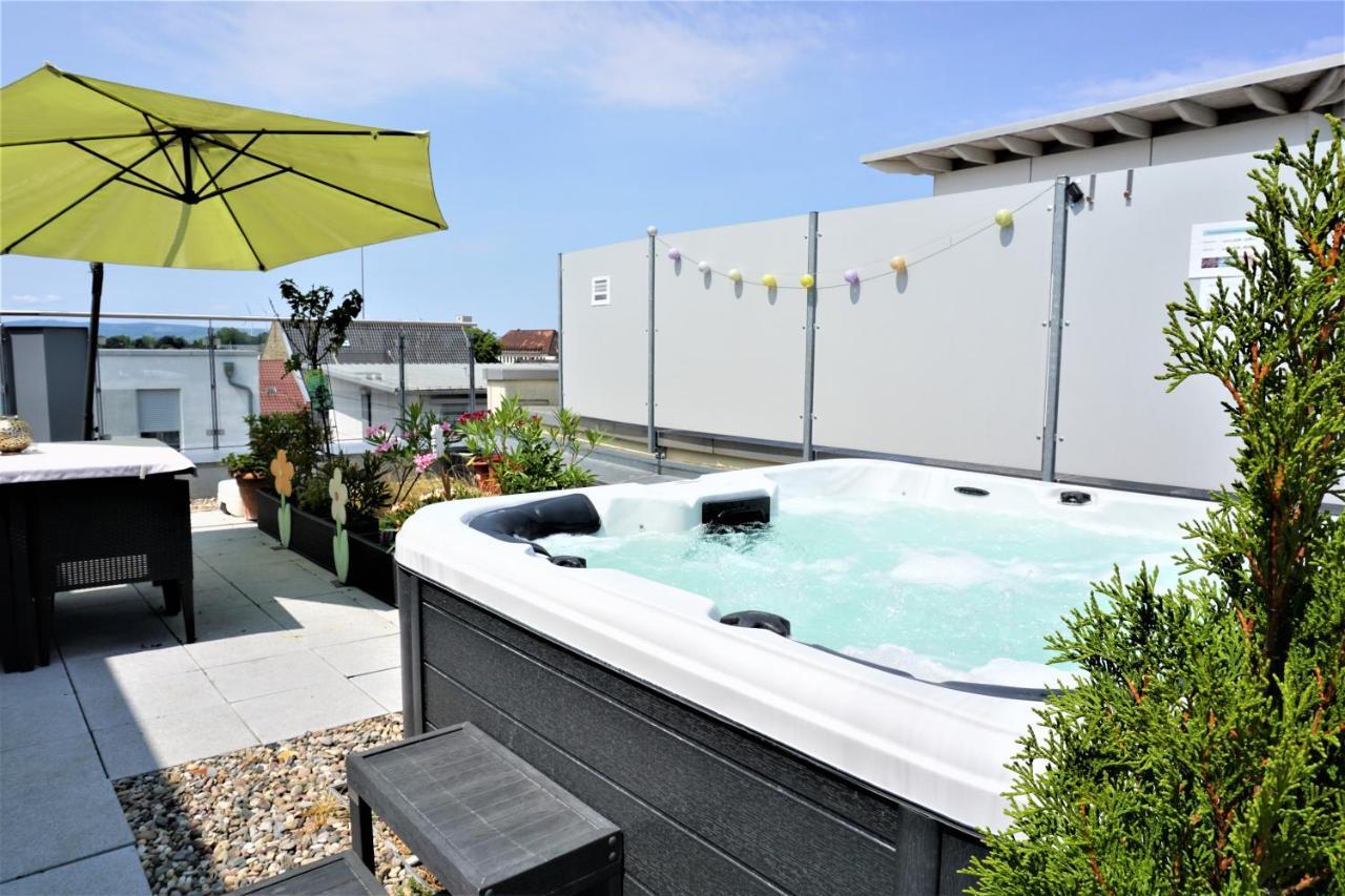 Panorama Penthouse Apartment Mit Klima Und Whirlpool Fuer Bis Zu 6 Personen Frankenthal  Luaran gambar